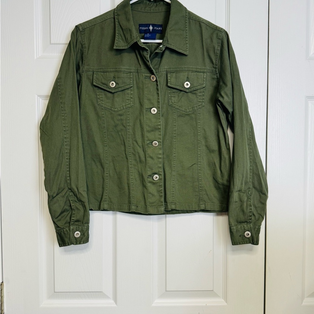 Olive Green Denim Jacket by Abrand